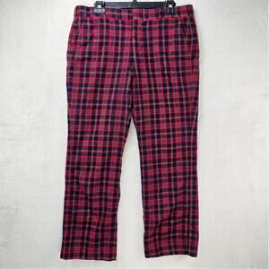 Vintage Scottish Tartan By Corbin Pants 34x27 Red Black Plaid Wool Trousers 70s